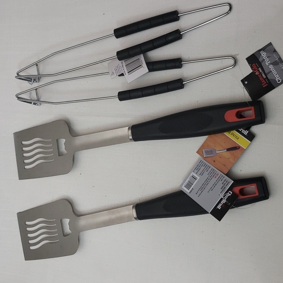 BBQ Spatula and Chrome Tongs Bundle - Picture 2 of 3